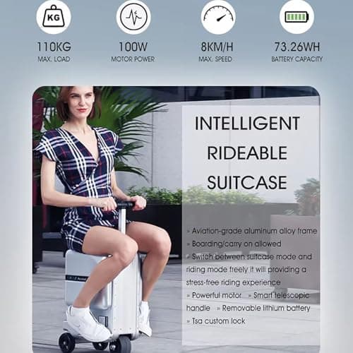 Electric Rideable Suitcase with App Control and Removable Battery for Travel Convenience — view 3