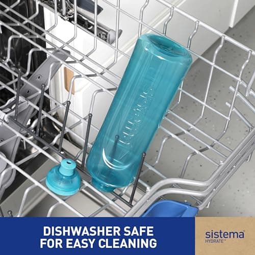 Sistema Swift Twist 'n' Sip Sports Water Bottles | 480 ml | Leakproof Kids Water Bottles | Made Using Recycled Plastic | BPA-Free | Teal Stone | 4 Count — view 5
