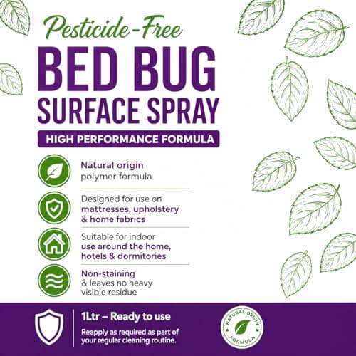 Bed Bug Spray – Pesticide-Free Polymer Formula for Mattresses, Upholstery & Home Fabrics, Non-Staining Household Surface Treatment Spray — view 2