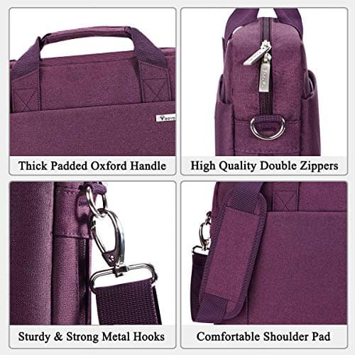 Voova Laptop Bag Case 17 17.3 Inch Computer Sleeve Messenger Bag, Purple — view 6