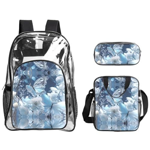 WZYCWB Fluttering Butterfly Patterned backpack set (lunch bag and pencil case) | Perfect for school, work, business trips, and travel.