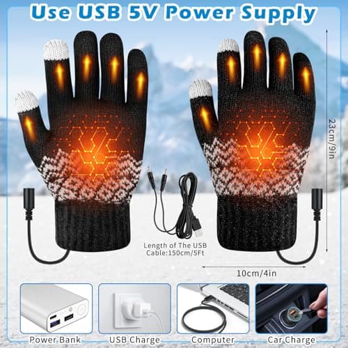 Yotako USB Heated Gloves for Men Women, Double-Sided Heating Hand Warmers — view 6