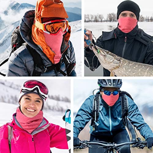 HEGCOIIE Neck Warmer Snood for Men & Women,Winter Neck Gaiter Fleece Bandana Face Covering Mask Windproof Neck Scarf Neckwear for Outdoor Sports Motorcycle Skiing Running Cycling (Rose Red) — view 6