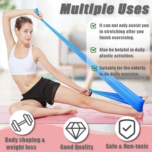 3Pcs Resistance Bands Set, Long Stretch Resistance Exercise Bands with 3 Resistance Levels,Workout Bands for Women Men, for Yoga, Pilates,Gym Strength Training and Physiotherapy (Pink, Purple, Blue) — view 5