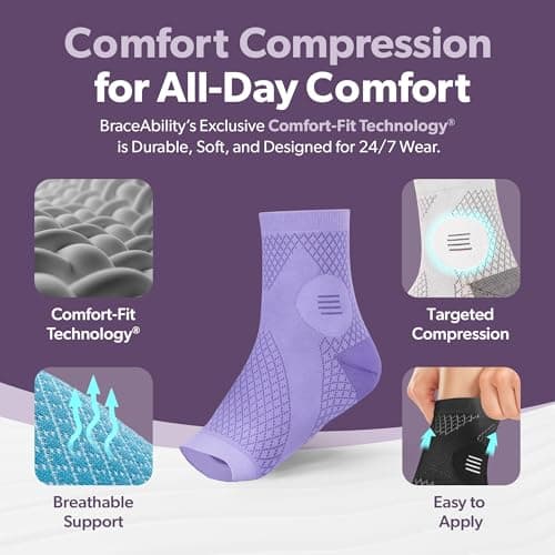 BraceAbility Socks Compression Open-Toe Foot Sleeves for Ankle for Men and Women (L-1 pair) — view 3