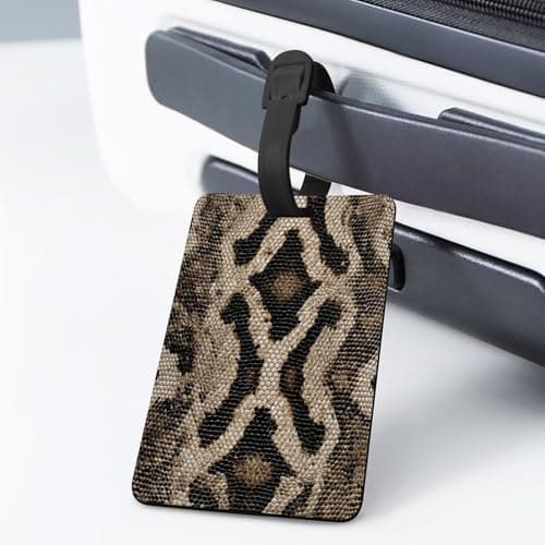Snake Skin Pattern Brown and Beige Scales Luggage Tag Travel Bag Suitcase Baggage Name Tags — view 3