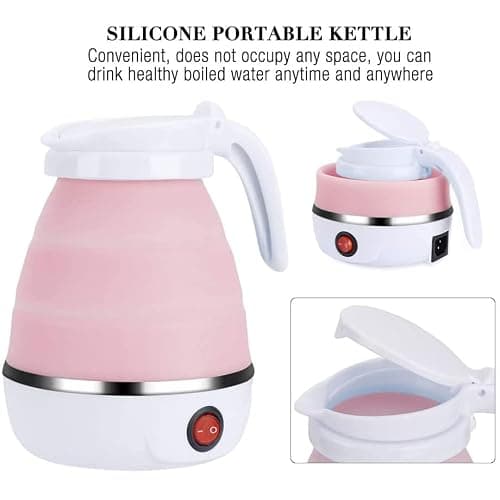 Mini Foldable Electric Kettle Collapsible Kettle Portable Suitable for Home Travel and Camping (Pink) — view 6