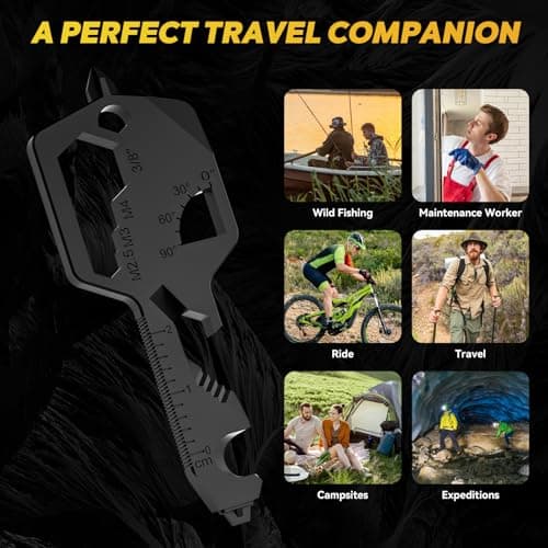 Key Shaped Pocket Multitool 20-in1 Multi Tool, Stainless Steel Keychain Utility Gadget,Gift for Men, Women, Father,Groomsmen, Valentine's, Birthday, Christmas — view 5