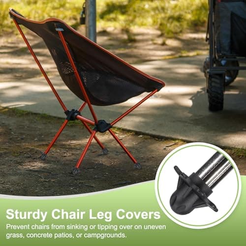 sourcing map 4Pcs Camping Chair Foot Cover, 0.71 Inch Plastic Table Legs Feet Covers Furniture Floor Protectors for Outdoor Moon Chair Folding Furniture Camping Gear, Black — view 5