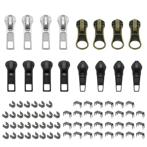 JOVIA 76-Piece Zipper Replacement and Repair Kit, Universal Zipper Repair Tool Set with Detachable Size 5 Zippe Heads, Suitable for Jackets, Coats, Jeans, Luggage, Backpacks, and Tents