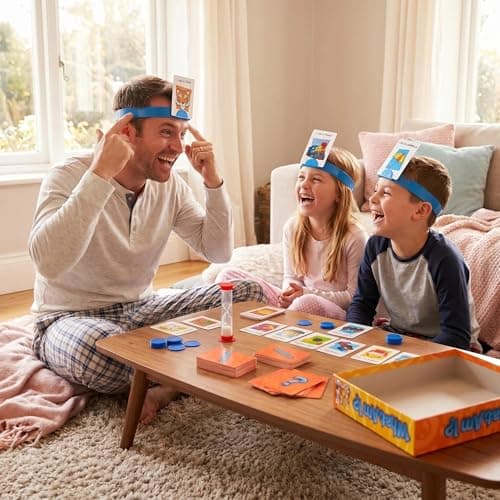 Falafoty What Am I Game, Family Fun Quiz Game with New Cards & Headband, Picture Guessing Card Game for Family After Dinner Party Travel Pocket Game, Guess Who Board Game Gift for Kids Adult (Yellow) — view 6
