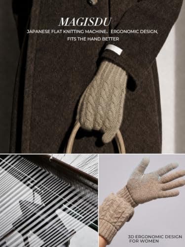 MAGISDU Alpaca Wool Winter Thermal Gloves Womens Touchscreen Jacquard Knit — view 4