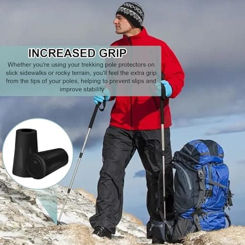 4Pcs Walking Stick Tip Trekking Pole Tips Replacement Protectors Rubber Tip — view 6