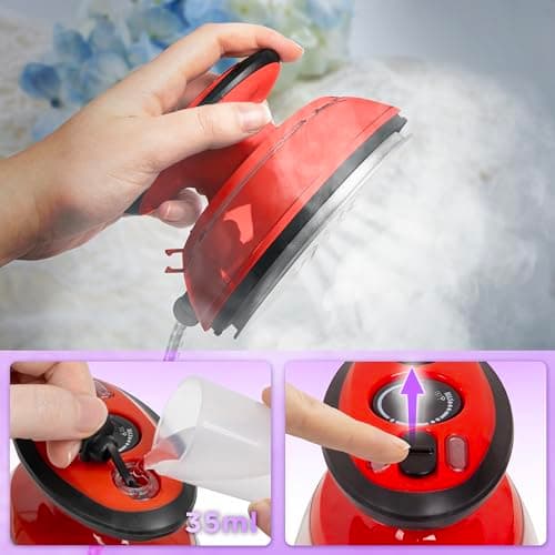 Duronic Travel Iron SI3 RD 400W Mini Irons with Dual Voltage, Variable Temperature Portable 35ml Red Steam Iron for Holiday Quilting Crafts Compact Design for Travelling — view 5