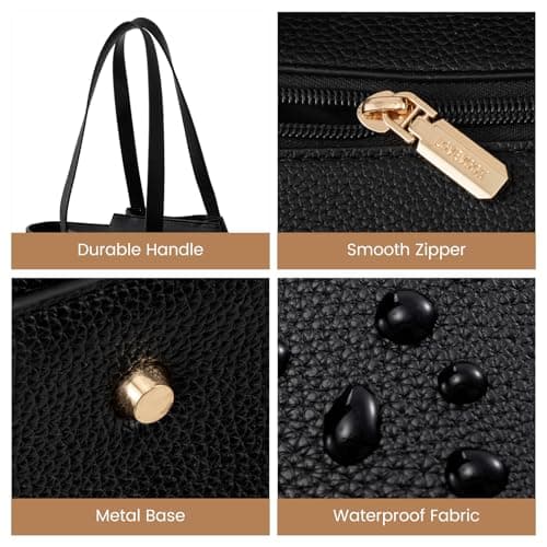 LOVEVOOK Laptop Bags for Women, 17.3 inch Handbags Tote Bags with Compartments, PU Leather Shoulder Work Bag Ladies Handbags with Purse for College Office Business Shopping, Black — view 5