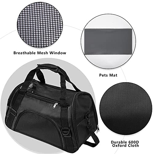 Soft-Sided Foldable Cat/Dog/Pet/Puppy Carrier Bag,Portable Pets Travel Carriers For Cats/Dogs/Pets With Shoulder Strap & Removable Mat,Durable Comfort Cat Basket Airline Approved(Black,Medium) — view 3
