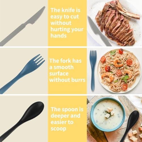 4 Pcs Camping Cutlery Set with Case, Reusable Travel Spoon Knife Fork — view 3