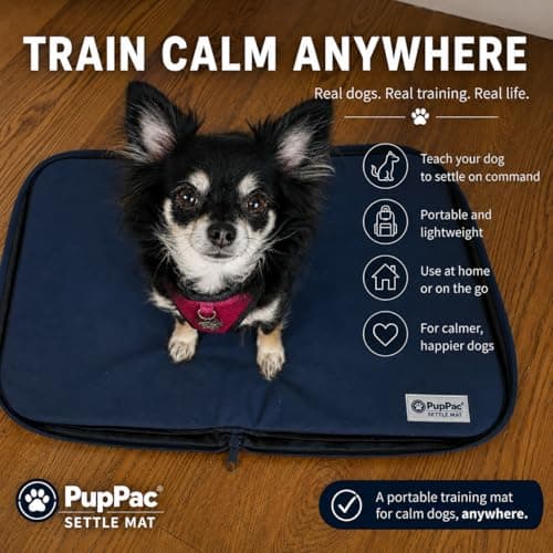 PupPac Dog Settle Mat XS (60 x 40cm) | Train Calm Behaviour Anywhere | Portable Travel Dog Bed | Waterproof & Washable | Camping, Café & Pub | Free Bowl & Training Guide — view 6