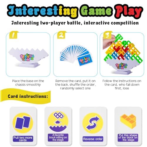 Anpole Balance and Play - Tetra Tower Stacking Blocks Game, Fun and Educational Entertainment for Kids, Board Games for Family, Parties, Travel Building Blocks (48 PCS) — view 5