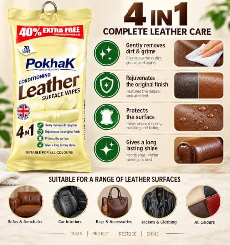Conditioning Leather Surface Wipes 4-in-1 – 140 Large Wipes — view 2