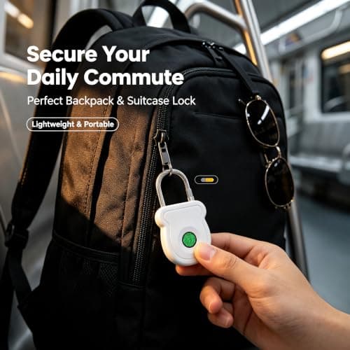Fingerprint Padlock Smart Padlock Biometric Padlock USB C Rechargeable Padlock Fingerprint Lock for Backpack Suitcase Luggage Gym Locker Cabinet Travel Lock (Black) — view 4