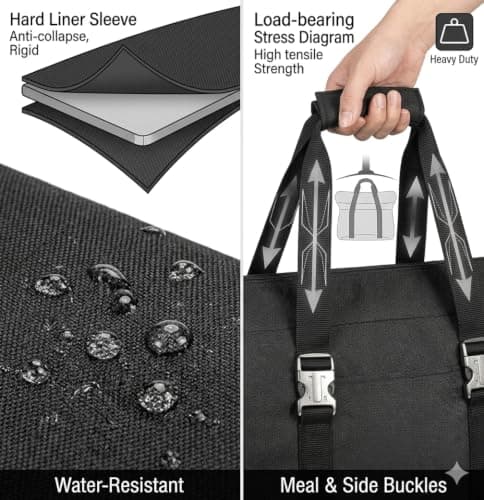 Tzvosxm 20L Foldable Cooler Bag Insulated Leakproof Black Lunch Bag — view 4
