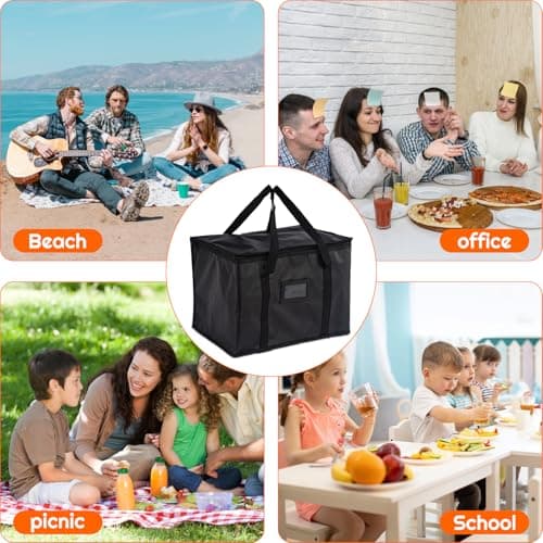 SUOXU 16L Insulated Lunch Bag Thermal Cooler Bag - Leakproof Reusable Lunch Box Tote for Men & Women, Work School Picnic Travel (Black) — view 4
