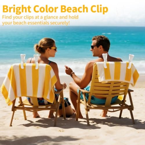 QOPAHI Beach Towel Clips for Sun Loungers Large Towel Clips Strong Grip Clothes Pegs Non-Slip Towel Pegs for Sun Lounger, Washing Line, Laundry, Pool & Cruise Chairs Sunbeds, with Storage Bag(6pcs) — view 4