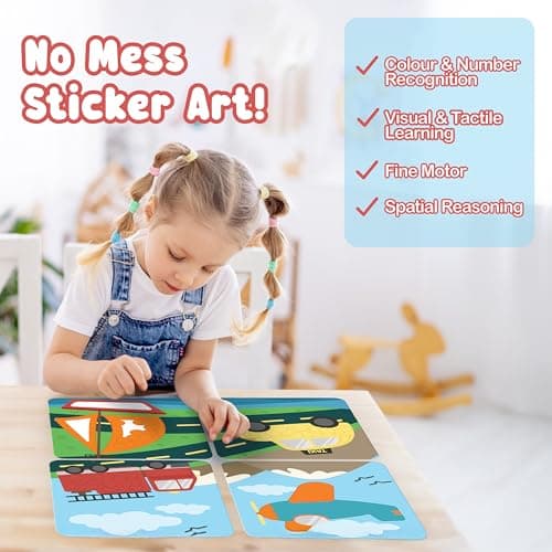 Binca Dotties Vehicles Dot Art Activity Kit — On The Go | 750+ Stickers | Mess-Free Travel Activity for Kids Ages 4-7 | Craft Kit for Boys | Plane & Car Journey Activity — view 5