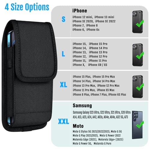 ykooe Mobile Pouch Phone Holster for iPhone 17Air 17 16 15 14 13 12 11 Pro Max XS Max XR 8 7 6 Plus, Samsung Galaxy, Google Pixel, (XL) — view 2