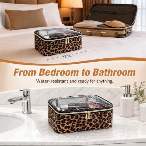 Makeup Bag for Women, Travel Makeup Bag Waterproof Transparent Cosmetic Bag Portable Organizer for Toiletries Skincare Makeup, Ideal for Travel, Business Trips, Gym & Daily Use — view 4