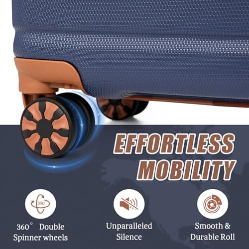Cosbarn Luggage Sets 5 Piece Suitcases with Wheels, 5 Piece Sets (20/24/28/DB/TB), Fashion (DarkBlue) — view 3