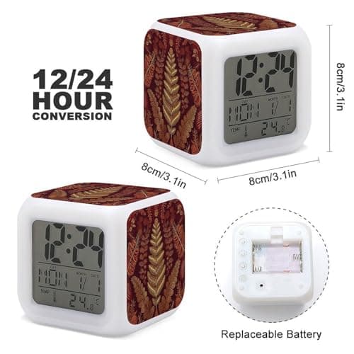 Rkklvbns Maroon Gold Pattern 7 Color Changing Alarm Clocks, Digital Clocks — view 2