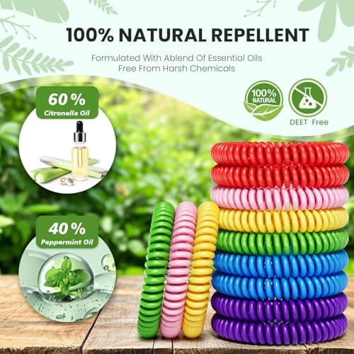 Asddage Mosquito Repellent Bracelet 12 Pack, DEET-Free, Natural Plant Oil — view 2