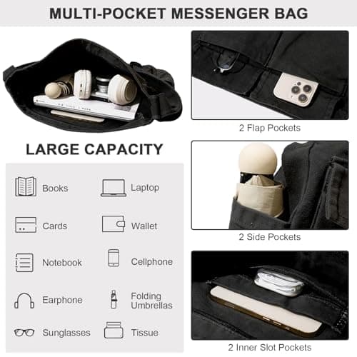 ModaZeal Canvas Messenger Bag Crossbody Women Men Large Satchel Handbags — view 4