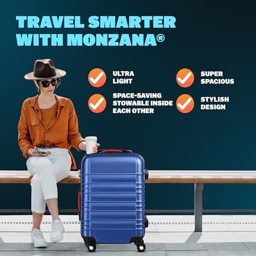 Monzana® 4 Piece Suitcase Set, Luggage Sets for Travel, 4 Wheels, Blue — view 3