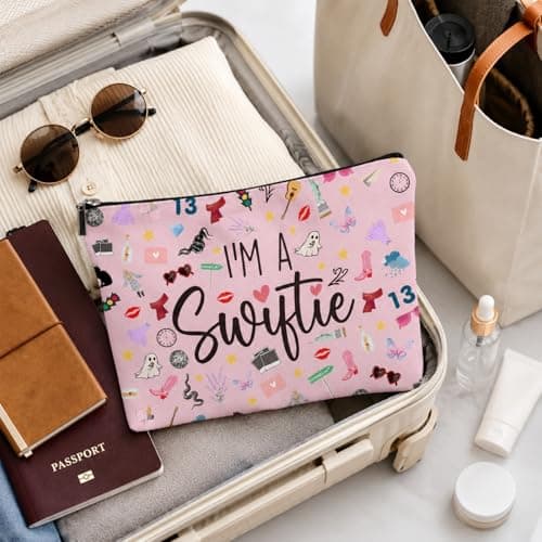 Canvas Travel Cosmetic Bag Pink Makeup Organizer Bag Music Lover Merch Gifts for Singer Fans Portable Make Up Storage Pouch Presents — view 6