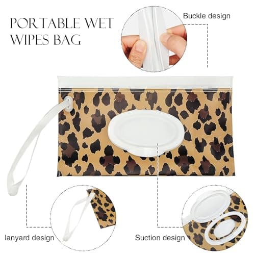 Wet Wipes Bag for Babies - 2pcs Reusable Wet Wipe Bags - Wet Wipes Bag for On The Go,Baby Wet Wipe Pouch - Portable Wet Wipe Bag,Baby Wet Wipe Pouch,Reusable Wet Wipe Pouch (leopard print) — view 4