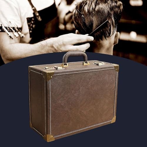 KiBcsLic Hairdressing Carrying Bag, Travel Hairdressing Case, Large Capacity, with Combination Lock, Brown — view 4