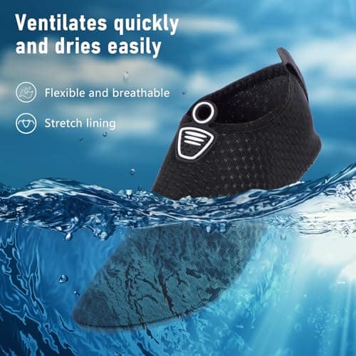 ADUDVLO Beach Shoes Water Shoes Women Men Quick Dry Sea Shoe Breathable Aqua Swim Shoe Lightweight Barefoot (Black, Adult, Men, 4, Numeric, UK Footwear Size System, Medium) — view 4