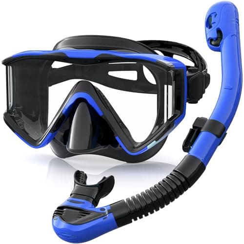 Zeligerstar Snorkel Set Adults, 3 Window Panoramic Mask, Anti-Fog Dry Top