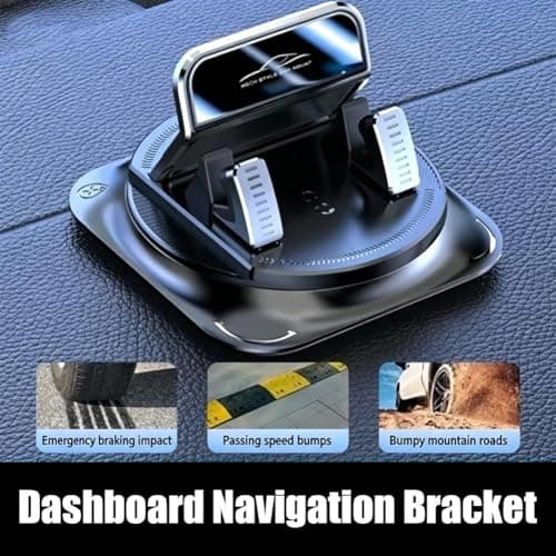 360° Rotating Car Non-Slip Mat Phone Mount for Dashboard, Automatic Locking Anti-Slip Base, Single-Hand Operation Smartphone Holder for Hands-Free Navigation — view 5