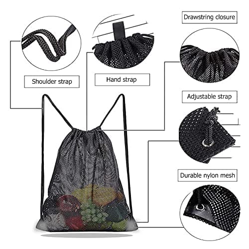 ZPZGOG Mesh Bag Drawstring Storage Backpack Mesh Beach Gym Swimming Bag — view 2