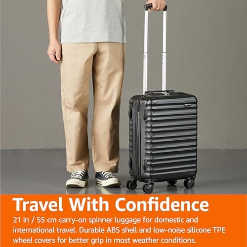 Amazon Basics Hard Shell Cabin Suitcase - ABS Hand Luggage Approved for Ryanair - Scratch Resistant and Lightweight Construction - 55 x 40 x 20cm - Black — view 6