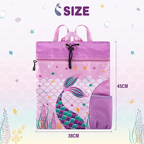 WAWSAM Kids Drawstring Gym Bag with Zippered Pocket and Water Bottle Pocket — view 4