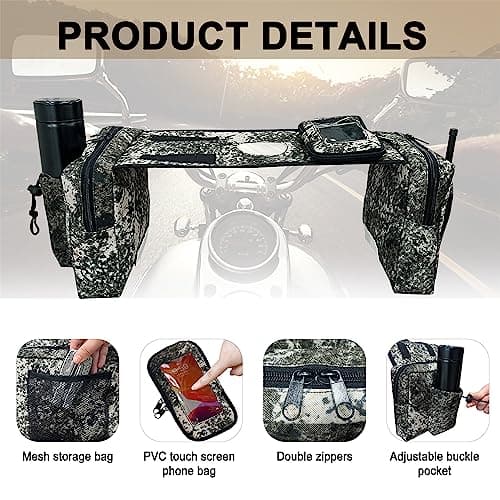 MYDAYS ATV Saddle Bag,Cargo Tank Phone Bag Storage Luggage for ATV UTV Snowmobile Motorcycle (Camo) — view 4