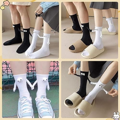 uinnossvc 2 Pairs Funny Magnetic Socks That Hold Hands — view 6