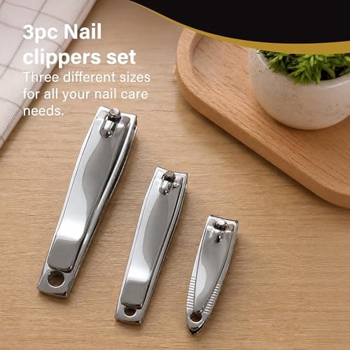 DID Nail Clippers Set, Stainless Steel Fingernail & Toenail Cutter Kit, Sharp Precision Nail Trimmers for Men & Women Grooming - Durable, Easy-to-Use & Travel Friendly, 3 Size Pack (5cm, 6cm, 7.5cm) — view 2