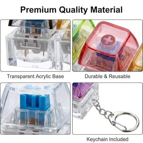 2 Pcs Keyboard Fidget Toy 4 In 1 Keychain Fidget Clicker, Transparent Mini Finger Button Toy, Stress Relief Sensory Tool for Kids Adults Office Travel Daily Use — view 3