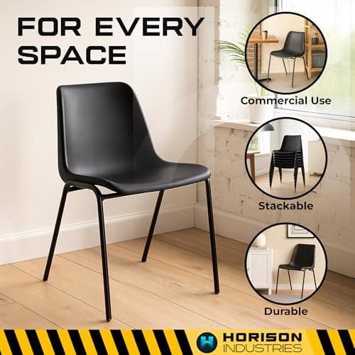 Horison Industries Stackable Plastic Chairs, Black, 20 Pack, 80x45x36cm — view 6